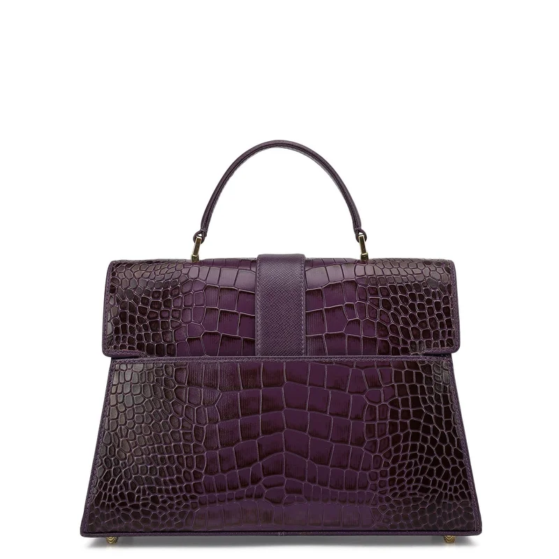 Da Milano Grapevine Medium Croco Leather Satchel - Grapevine for Women | Best Price UAE